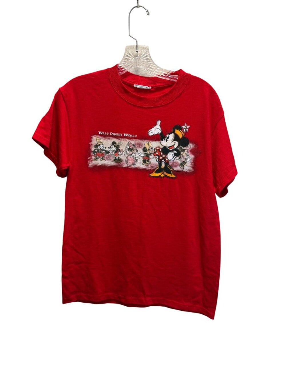 Vintage Walt Disney World Red Minnie Mouse Timeline T-Shirt Graphic Tee Short Sl